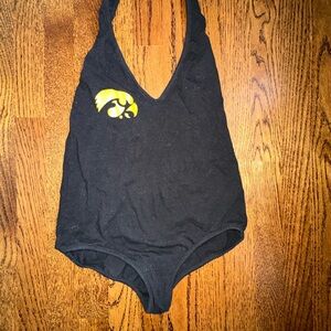 Black Iowa Hawkeye Halter Bodysuit